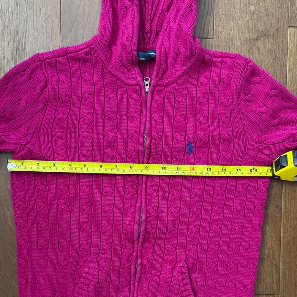 Ralph Lauren Fuchsia Cable-Knit Zip Hoodie - Picture 2 of 9